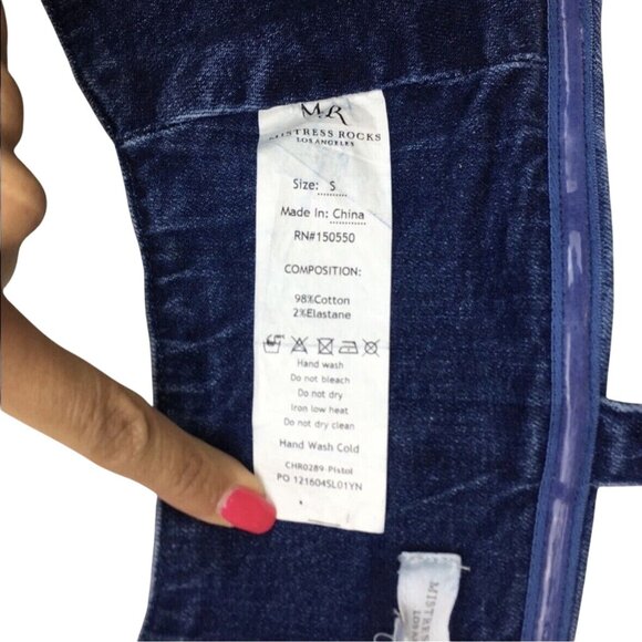 Mistress Rocks Denim Jean Crop Top Canadian Tuxedo Gothic Size Small - Picture 6 of 6
